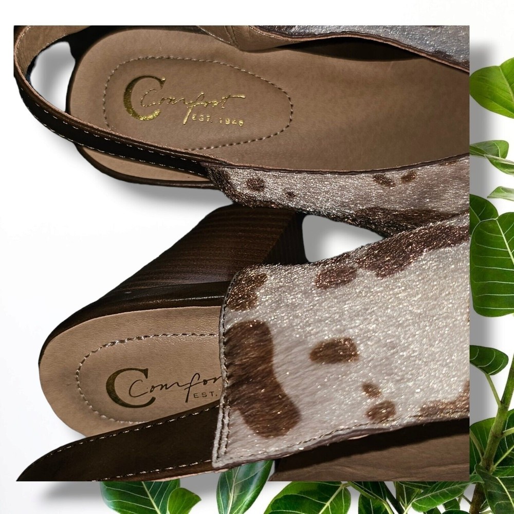 Cato Comfort 1946 Cow Print FaLux Hide Hair Closed Toe Heel Sling Back Shoe Sz 9 - Picture 6 of 14